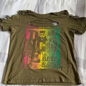 Zumba Fitness Olive Green Short Sleeve Dance with Beto Shirt